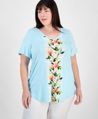 JM Collection - Plus Size V-Neck Short-Sleeve Top