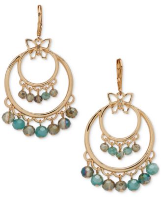 lonna & lilly - Gold-Tone Pav&eacute; Butterfly Beaded Drop Earrings