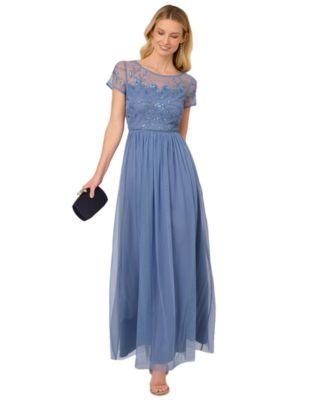 Adrianna Papell - Women's Boat-Neck Beaded Mesh Dress