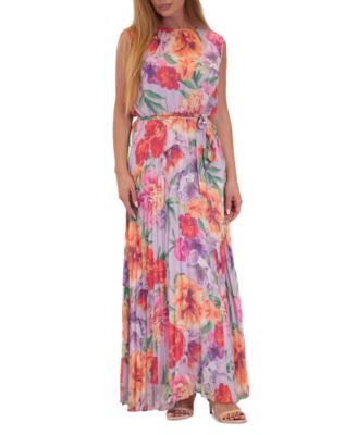 Donna Ricco - Women's Floral-Print Pleated Maxi Dress