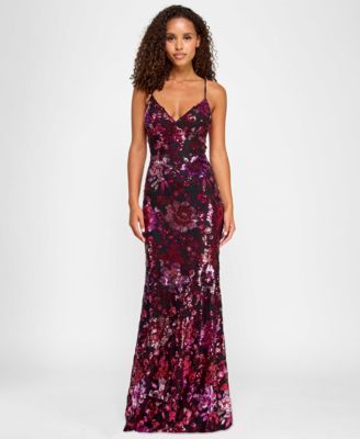 City Studios - Juniors' Sequin Embellished V-Neck Sleeveless Gown