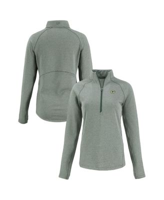 Cutter & Buck - Women's Cutter Buck Heather Green Green Bay Packers Peshastin Eco Fleece Tri-Blend Raglan Half-Zip Jacket