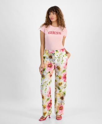 GUESS - Women's Colette Floral-Print Straight-Leg Pants