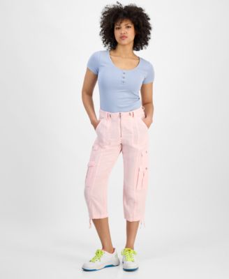 GUESS - Women's Kai Tie-Hem High-Rise Cargo Pants