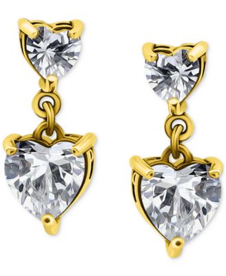 Giani Bernini - Cubic Zirconia Heart Drop Earrings (3-1/10 ct. t.w.) in 18k Gold over Sterling Silver