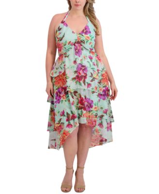Siena - Plus Size Tiered Floral-Print Chiffon Dress