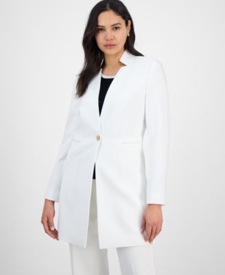 Tahari ASL - Women's Twill Notched-Collar One-Button Topper