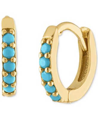 BEN ONI - Alex Cubic Zirconia Huggie Hoop Earrings in Gold over Sterling Silver