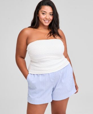 And Now This - Trendy Plus Size Strapless Tube-Top