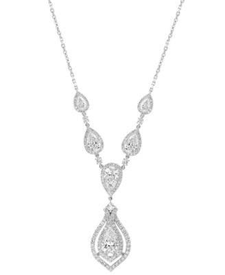 EFFY Collection - Lab Grown Diamond Pear & Round Fancy 18" Collar Necklace (6-1/2 ct. t.w.) in 14K White Gold