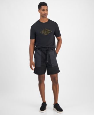 Hugo Boss - Men's Gabri Relaxed Fit Belted Mixed Media 7" Shorts