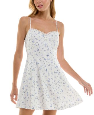 Trixxi - Juniors' Ditsy Floral Sweetheart-Neck Mini Dress