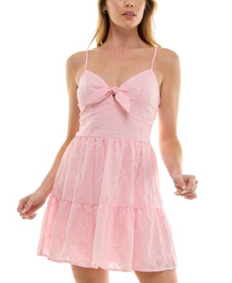 Trixxi - Juniors' Tie-Front Embroidered Mini Dress