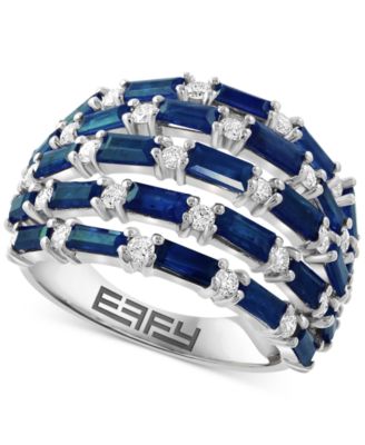 EFFY Collection - Diamond (5/8 ct. t.w.) & Blue Sapphire (3 ct. t.w.) Ring in 14k White Gold (Available in Pink Sapphire, Emerald, and Ruby)