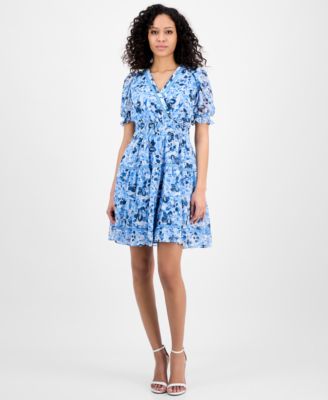 Taylor - Women's Printed Smocked-Waist Fit & Flare Dress