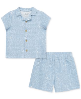 Little Me - Baby Boys Seaside Shirt & Shorts, 2 Piece Set