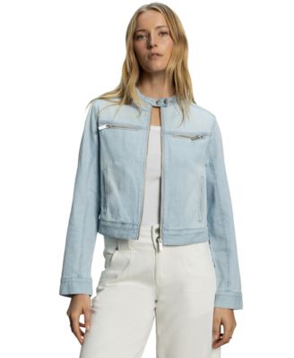 Sanctuary - Women's Soft-Denim Zip-Front Moto Jacket
