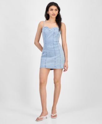 Bar III - Women's Sleeveless Denim Corset Dress