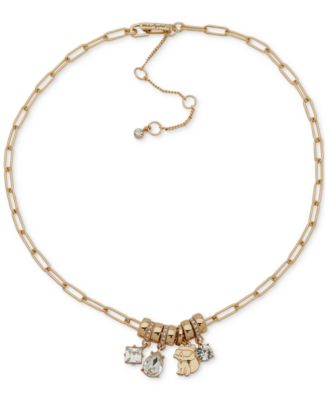 KARL LAGERFELD PARIS - Gold-Tone Crystal & Choupette Charm Statement Necklace, 16" + 3" extender