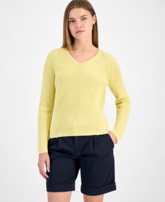 BOSS Orange - Women's V-Neck Long-Sleeve Cotton Sweater