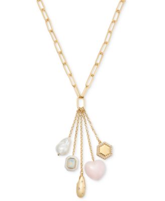 On 34th - Gold-Tone Mixed Stone Multi-Charm Pendant Necklace, 20" + 2" extender