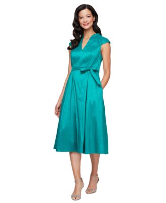Alex Evenings - Women's Belted A-Line Dress