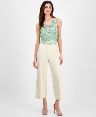 Anne Klein - Petite Cropped Wide-Leg Pull-On Pants