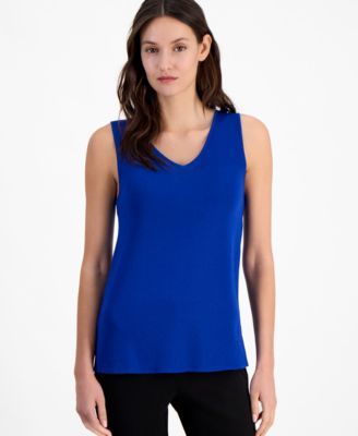 Anne Klein - Women's Fine-Rib V-Neck Tank