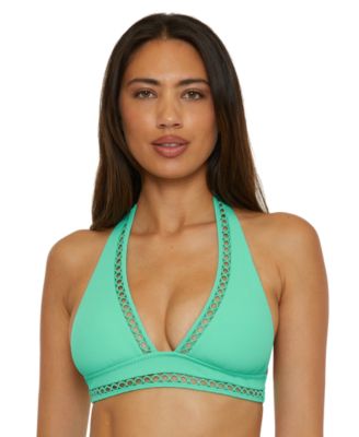 Becca - Women's Modern Edge Rib-Knit Halter Bikini Top