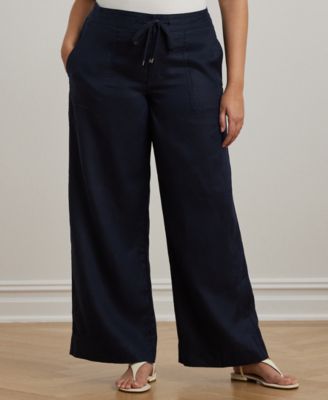 Lauren Ralph Lauren - Plus Size Linen Drawcord Pants