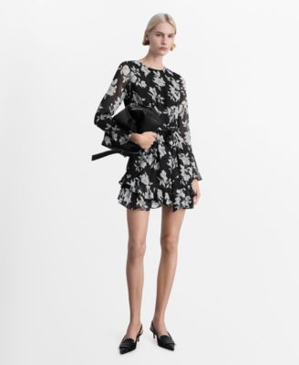 MANGO - Women's Ruffled Floral Print Dress