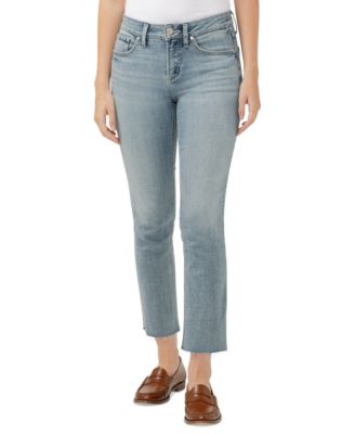 Silver Jeans Co. - Women's Suki Mid-Rise Curvy-Fit Straight-Leg Cropped Denim Jeans