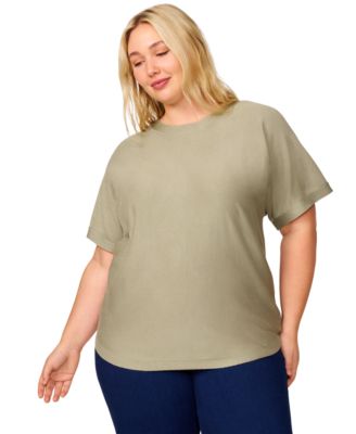 Melissa Paige - Plus Size Solid Button-Back Dolman-Sleeve Sweater