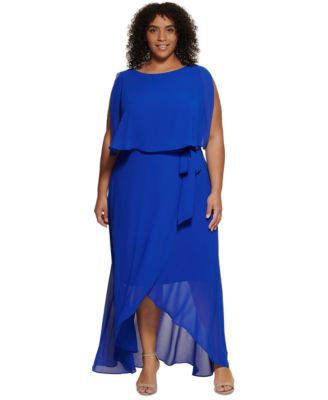Jessica Howard - Plus Size Split-Sleeve High-Low Maxi Dress