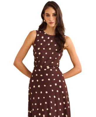 1.STATE - Women's Printed Crewneck Sleeveless Top