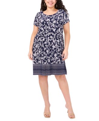 MSK - Plus Size Printed Shift Dress
