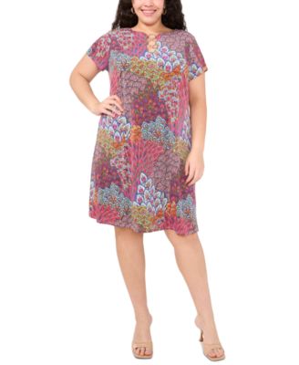 MSK - Plus Size Printed O-Ring Shift Dress