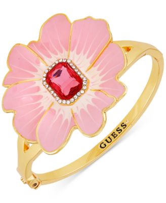 GUESS - Gold-Tone Color Crystal Flower Bangle Bracelet