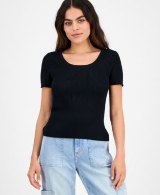And Now This - Petite Short-Sleeve Sweater, Exclusively at Macy's