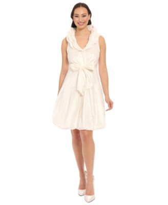 London Times - Petite Ruffle-Collar Bubble-Hem Dress