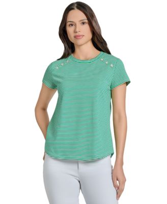 Jones New York - Petite Button Detailed T-Shirt