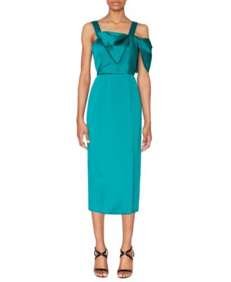 WHITE TIE by Shani - Women's Bow-Trim Satin Midi Dress