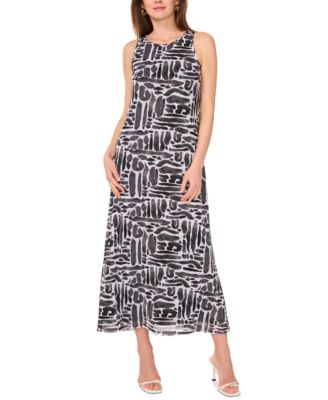 Vince Camuto - Women's Printed Mesh Sleeveless Maxi Dress