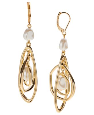 Style & Co - Gold-Tone Baroque Imitation Pearl Orbital Chandelier Earrings