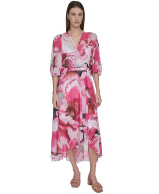Calvin Klein - Women's Floral Chiffon High-Low Dress