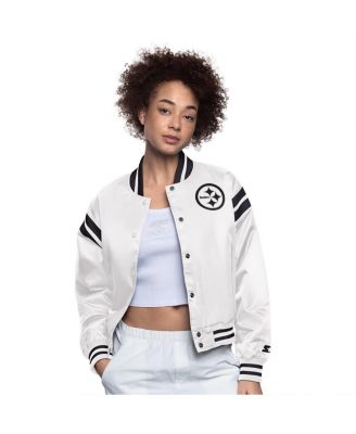 Starter - Women's Cream Pittsburgh Steelers Full Count Full-Snap Satin Jacket
