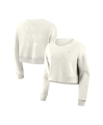 Fanatics - Women's Cream Philadelphia Eagles Studio Cropped Pullover Sweatshirt