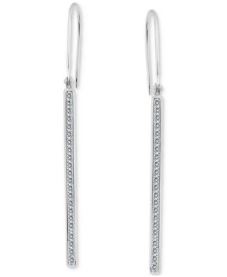 Giani Bernini - Round Channel Set Cubic Zirconia Linear Fish Hook Drop Earrings