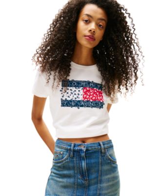 Tommy Jeans - Women's Cotton Floral-Flag Graphic T-Shirt