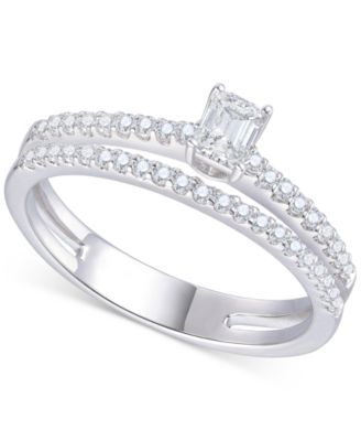 Macy's - Diamond Double-Row Ring (1/2 ct. t.w.) in 14k White Gold